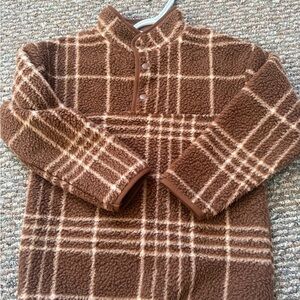 Brown Plaid Fleece Pullover